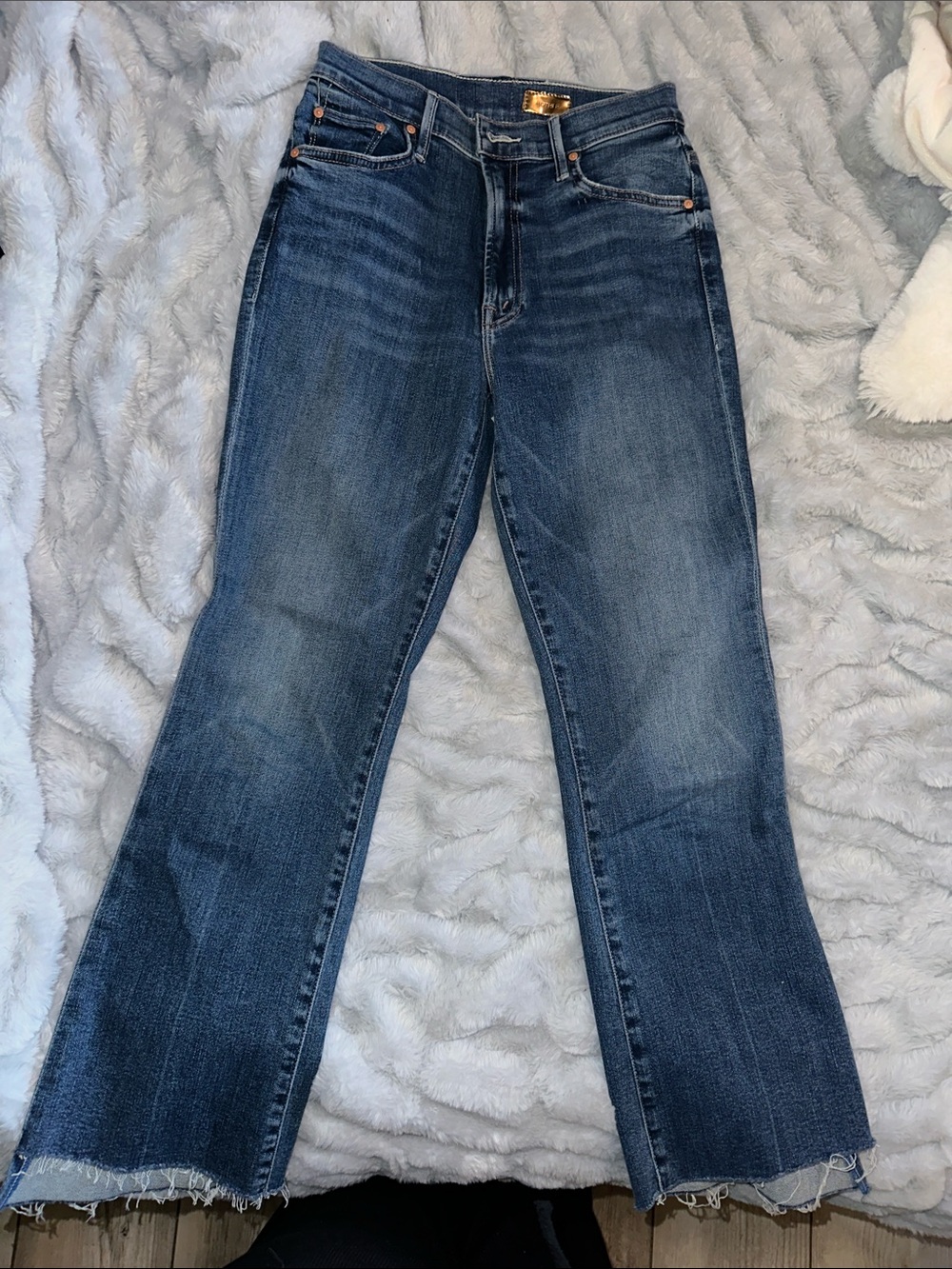 MOTHER Dark Blue Wide-Leg Flare Jeans